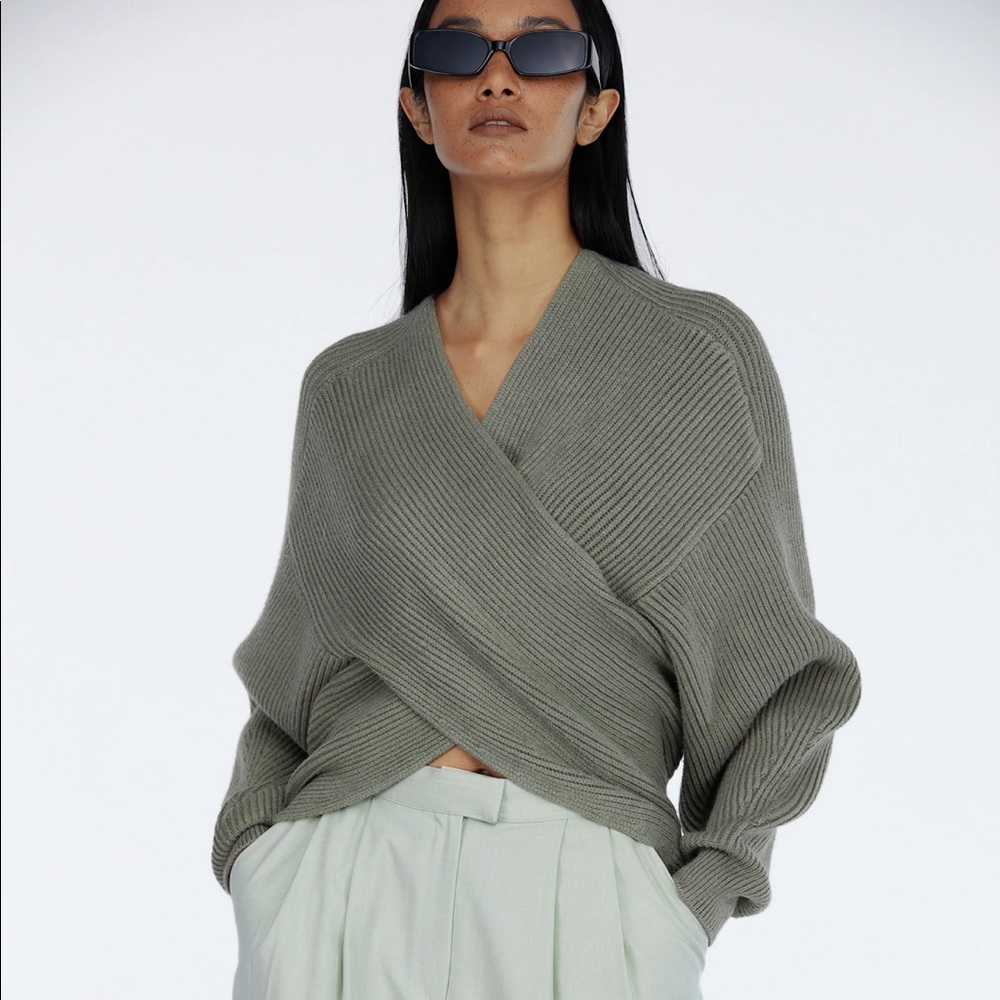 Source Unknown Soft Touch Wrap Front Wool Sweater - image 1